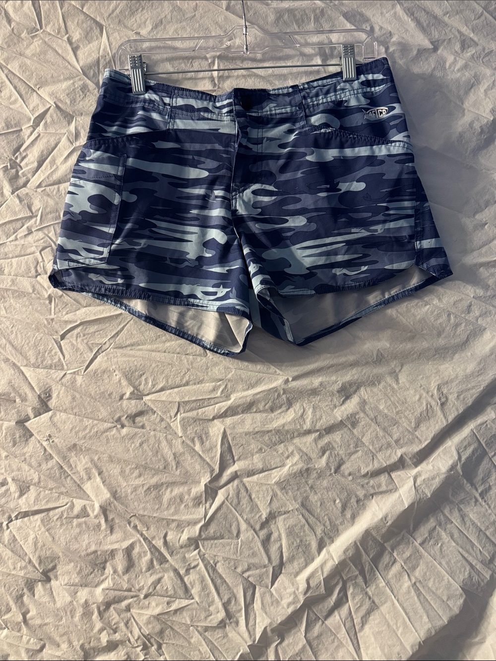 AFTCO Women's Navy & Light Blue Camo Athletic Shorts